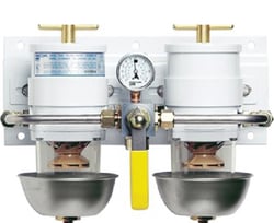 Picture of Racor 75500MAX2 Turbine Series Dual Fuel Filter with Rotary Valve, 2 Micron