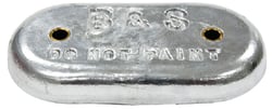 Picture of B & S Anodes BSMB12 Oval Zinc Hull Anode Plate 9" x 4" with 2 Holes