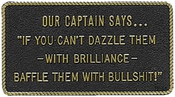 Picture of Bernard Engraving FP034 Our Captain Says Adhesive Sign Plaque