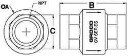 Picture of Groco CV-125 Bronze In-Line Check Valve 1-1/4 Inch NPT