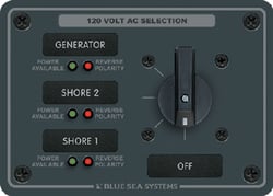 Picture of Blue Sea Systems 8366 AC Rotary Switch Panel 30 Amp 3 Position 2 Pole 120V