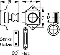 Picture of Sea-Dog Line 224300-1 Push Button Rim Latch Chrome Brass