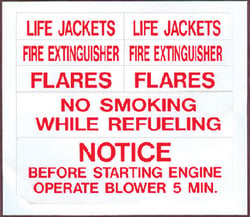 Picture of Bernard Engraving IL04 Red Safety Label Set 8-Pack Marine Vinyl Stickers