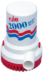 Picture of Rule Industries 106UL 2000 GPH Non-Automatic Submersible Electric Bilge Pump, UL Listed, 12V, 6' Wire Leads