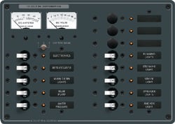 Picture of Blue Sea Systems 8068 DC 13 Position Circuit Breaker Panel with Voltmeter and Ammeter