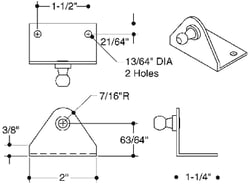 Picture of Attwood Marine SL50SSP3-7 Stainless Steel Gas Spring Mounting Bracket with 10mm Ball