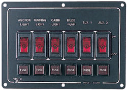 Picture of Sea-Dog Line 422210-1 Illuminated 6-Gang Horizontal Rocker Switch Panel
