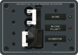 Picture of Blue Sea Systems 8061 120VAC Dual Source Selector Panel with 50A Breakers