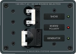 Picture of Blue Sea Systems 8032 AC Circuit Breaker Panel with Dual Source Selector 120V