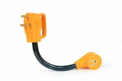 Picture of Camco 55155 RV PowerGrip Dogbone Electrical Adapter 30A Male to 15A Female 12 Inch