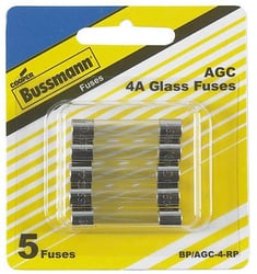 Picture of Bussmann BP/AGC4RP 4 Amp Fast-Acting Glass Tube Fuses 1/4" x 1-1/4" (5-Pack)