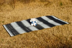 Picture of Camco 42873 Outdoor Mat 6ft x 9ft Charcoal Stripe Reversible with UV Protection