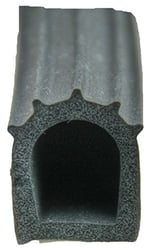 Picture of AP 018-023-PT Black 1" x 1" Ribbed Rubber D-Seal with Tape