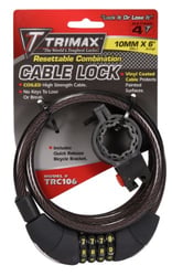 Picture of Trimax TRC106 Quadra-Braid 6ft x 10mm Cable Lock with Combination Lock