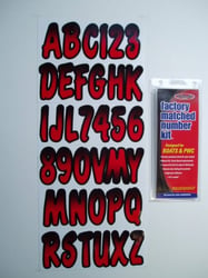 Picture of Hardline Products REBKG200 3" Registration Letter Number Kit Red Black Gradient