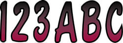 Picture of Hardline Products RUBKG200 3" Boat Registration Letter Number Kit Burgundy Black Gradient