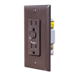 Picture of RV Designer S805 Brown Dual GFCI Outlet with Cover Plate