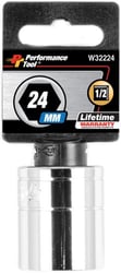 Picture of Performance Tool W32224 1/2" Drive 6-Point Standard Socket 24mm