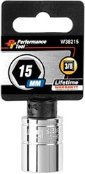 Picture of Performance Tool W38215 3/8 Inch Drive 6-Point Standard Socket 15mm