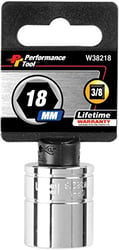 Picture of Performance Tool W38218 18mm 6-Point Metric Socket 3/8" Drive