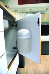 Picture of Camco 43961 Wall Mount Trash Can with Swing-Top Lid 3-Quart White