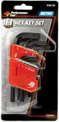 Picture of Performance Tool W86100 10-Piece Metric Hex Key Wrench Set