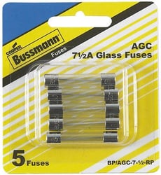 Picture of Bussmann BP/AGC7-1/2RP 7.5 Amp AGC Glass Tube Automotive Fuse 5-Pack
