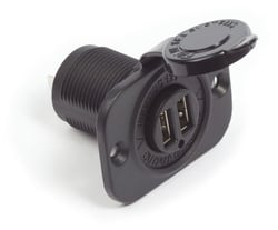 Picture of Blue Sea Systems 1016 Dual USB Charger Socket 12/24V Panel Mount Black