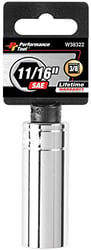 Picture of Performance Tool W38322 3/8" Drive 11/16" Deep Socket 6-Point