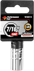 Picture of Performance Tool W38014 3/8" Drive 6-Point Standard Socket 7/16"