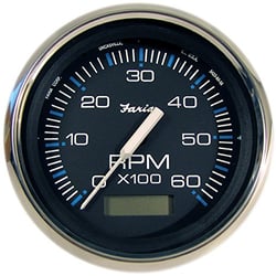 Picture of Faria Instruments 33732 Chesapeake Black 4" Tachometer with Hourmeter 6000 RPM