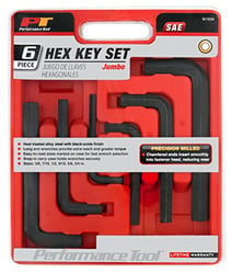 Picture of Performance Tool W1939 6-Piece Jumbo SAE Hex Key Set
