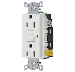 Picture of Hubbell GFRST52MW GFCI Duplex Receptacle with Weather-Resistant Cover Plate, White