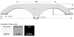 Picture of Icon Pistons 01772 Keystone RV Fender Skirt 70x11 Tandem Axle White ABS