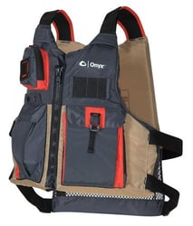 Picture of Onyx Outdoors 121700-706-004-17 Kayak Fishing Life Jacket PFD Adult Universal Tan/Grey