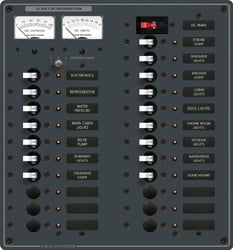 Picture of Blue Sea Systems 8380 DC Main Circuit Breaker Panel 22 Position with Meters