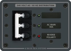 Picture of Blue Sea Systems 7372 120/240V AC Main Circuit Breaker Panel with 50A Triple Pole Breaker