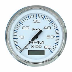 Picture of Faria Instruments 33832 Chesapeake White SS 4" Tachometer Hourmeter 6000 RPM Gas Inboard