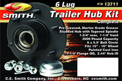 Picture of C.E. Smith 13711 Trailer Hub Kit 6-Lug 1-3/4" to 1-1/4" Tapered Spindle 3000 lb