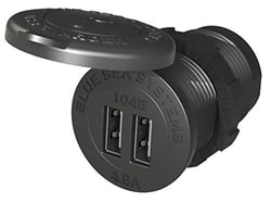 Picture of Blue Sea Systems 1045 Dual USB Charger Socket 12/24V DC 4.8A Marine Grade