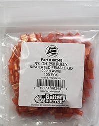 Picture of WirthCo 80248 22-18 AWG .250 Fully Insulated Female Quick Disconnect Terminals (100-Pack)