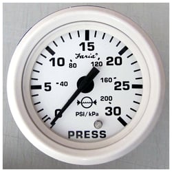 Picture of Faria Instruments 13108 Dress White 2" Water Pressure Gauge 30 PSI