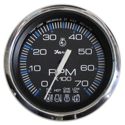 Picture of Faria Instruments 33750 Chesapeake SS Black 4" Tachometer 7000 RPM with SystemCheck Gas