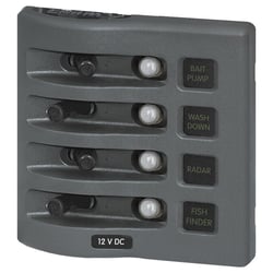 Picture of Blue Sea Systems 4374 WeatherDeck 4-Position Water Resistant Breaker Panel 12V/24V DC Gray