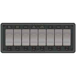 Picture of Blue Sea Systems 8261 Contura Water Resistant 8-Position Switch Panel 12V/24V Gray