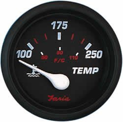 Picture of Faria Instruments 14604 Professional Red Water Temperature Gauge 100-250°F 2 Inch