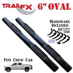 Picture of TrailFX A8221B 6 Inch Oval Straight Side Step Bar Black Powder Coated Steel