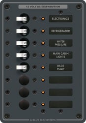 Picture of Blue Sea Systems 8023 DC Circuit Breaker Panel - 8 Position with White Toggle Switches