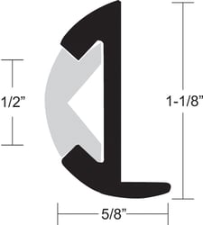 Picture of Taco Metals A11-0347BLY12D Aluminum Rub Rail 1-1/8" x 12' Black Anodized
