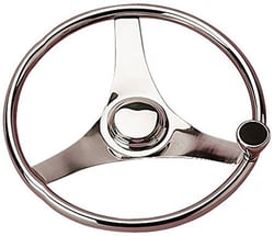 Picture of Sea-Dog Line 230323 3-Spoke Stainless Steel Steering Wheel with Knob 13-1/2"
